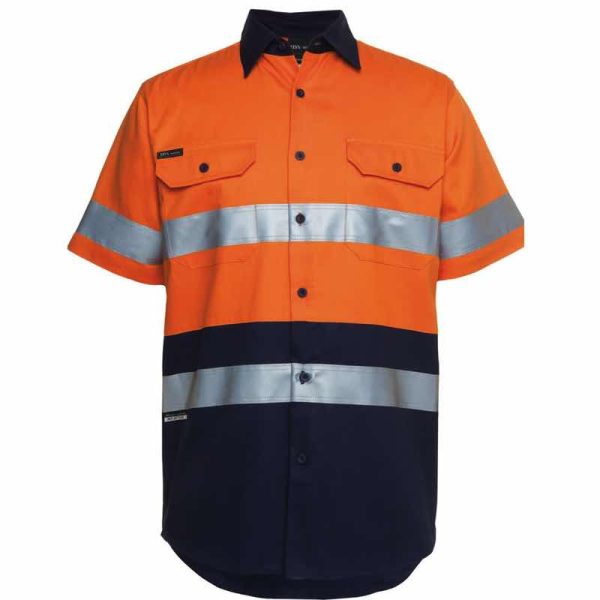 JB6HSS Hi Vis Work Shirt Orange:Navy