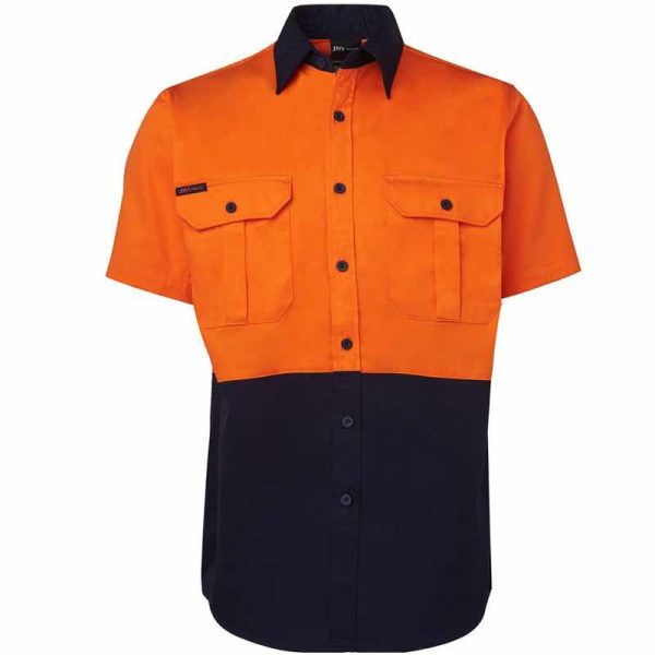 JB6HWS Hi Vis Work Shirt Orange:Navy