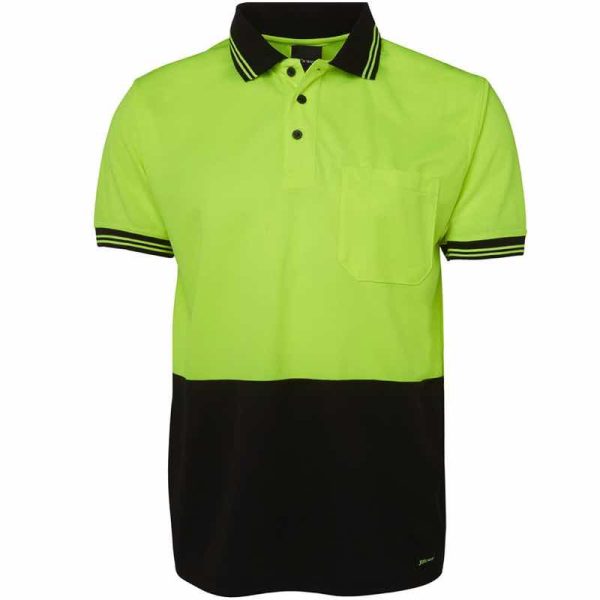 JB6HVPS Hi Vis Traditional Short Sleeve Polo Shirt Lime:Black