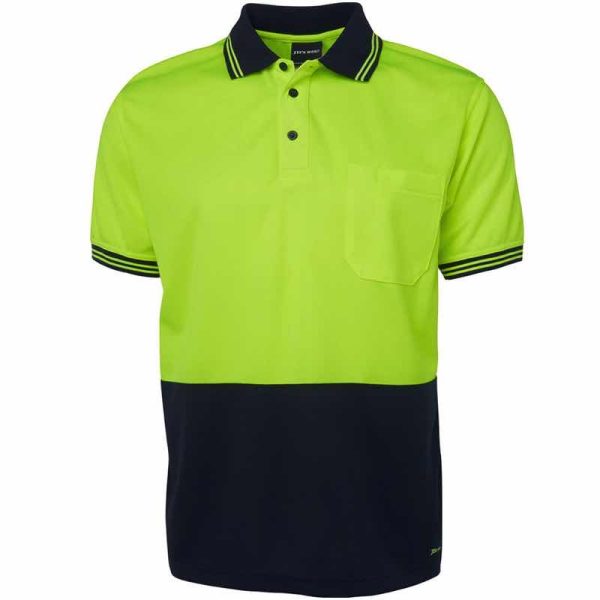 JB6HVPS Hi Vis Traditional Short Sleeve Polo Shirt Lime:Navy