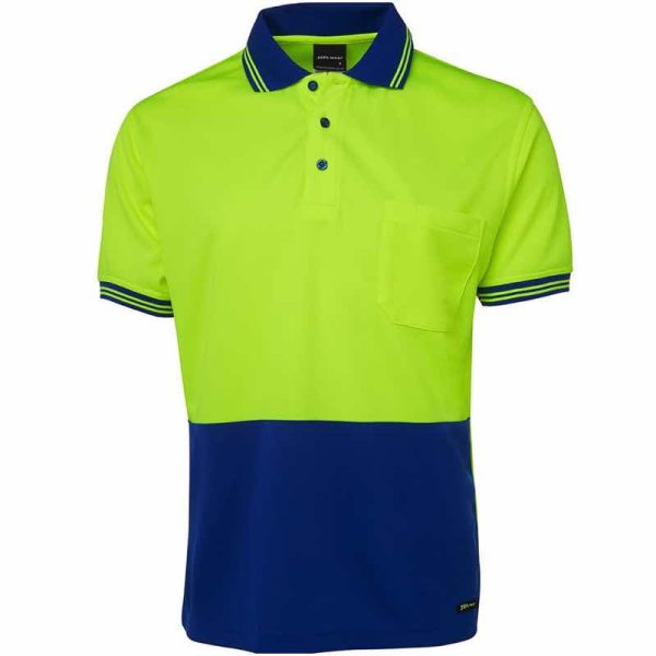JB6HVPS Hi Vis Traditional Short Sleeve Polo Shirt Lime:Royal