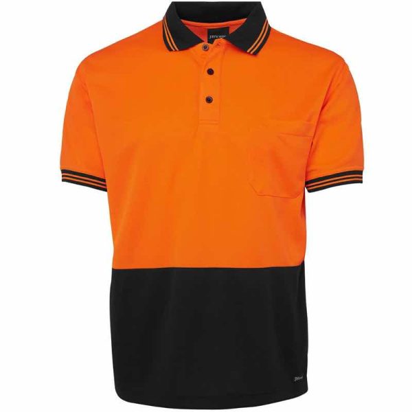 JB6HVPS Hi Vis Traditional Short Sleeve Polo Shirt Orange:Black