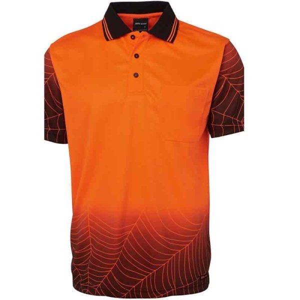JB's-6WPS-Hi Vis-Short Sleeve-Web-Polo-Shirt-Orange Black