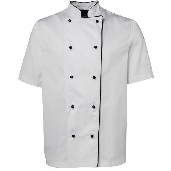 JB's-5CJ2-White Black Piping-Short Sleeve-Unisex-Chef's-Jacket