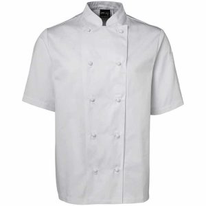 JB's-5CJ2-White-Short Sleeve-Unisex-Chef's-Jacket-front view-decoration area-custom embroidery-custom printing