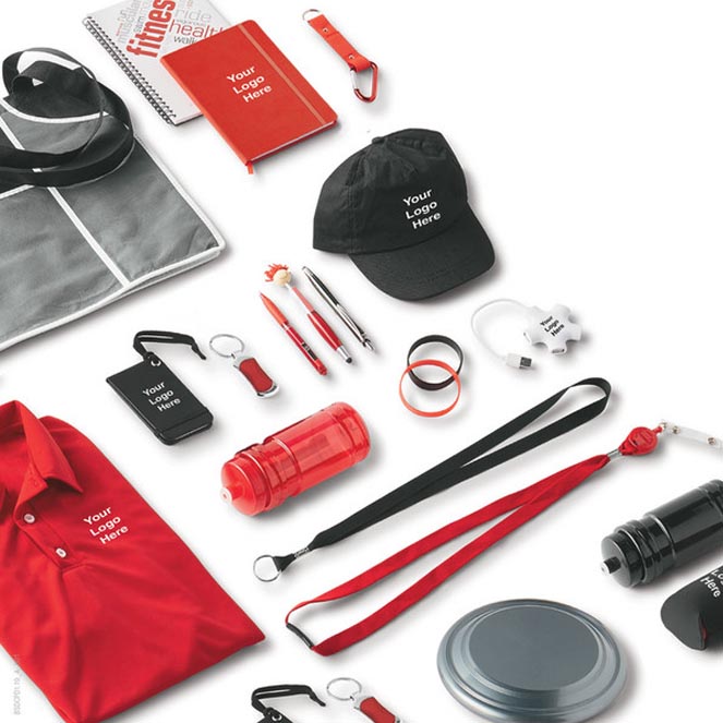 variuos-promotional products-cap-polo shirt-pens-key ring-note book-lanyards-phone charger-promotional gear