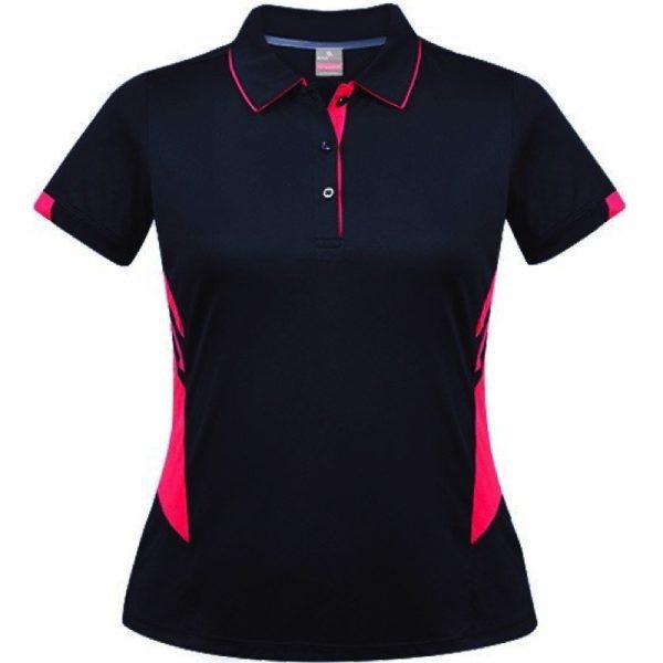 Aussie Pacific-2311-ladies-womens-Polo shirt-short sleeve-navy fluro pink