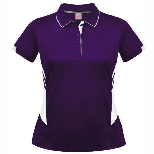 Aussie Pacific-2311-ladies-womens-Polo shirt-short sleeve-purple white