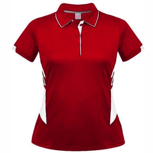 Aussie Pacific-2311-ladies-womens-Polo shirt-short sleeve-red white
