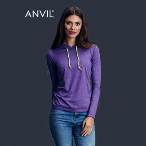 Anvil Long Sleeve Hooded Tee Womens