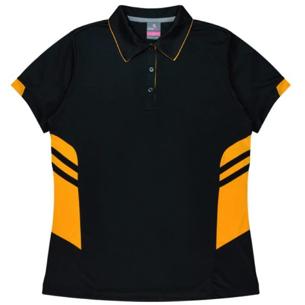 Aussie Pacific-2311-ladies-womens-Polo shirt-short sleeve-black gold