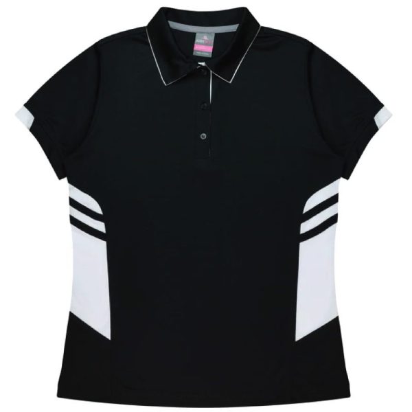 Aussie Pacific-2311-ladies-womens-Polo shirt-short sleeve-black white