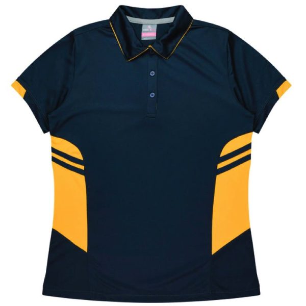Aussie Pacific-2311-ladies-womens-Polo shirt-short sleeve-navy gold