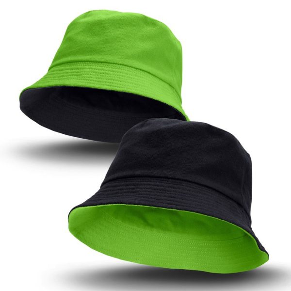 Reversible-Bucket-Hat-black bright green-headwear-mps-promotional gear