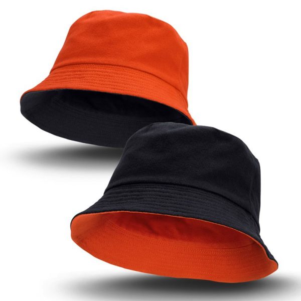 Reversible-Bucket-Hat-black orange-headwear-mps-promotional gear