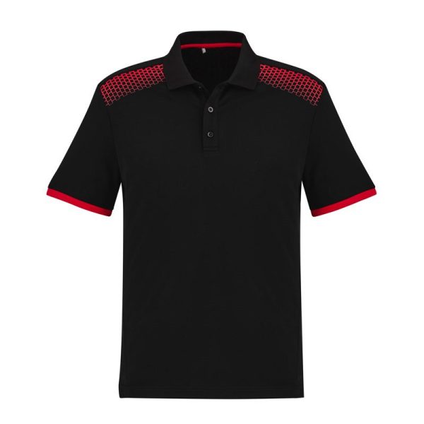 Biz Collection-P900MS-Galaxy-mens-Polo Shirt-short sleeve-black red-mps promotional gear-front view-custom embroidery area-printing