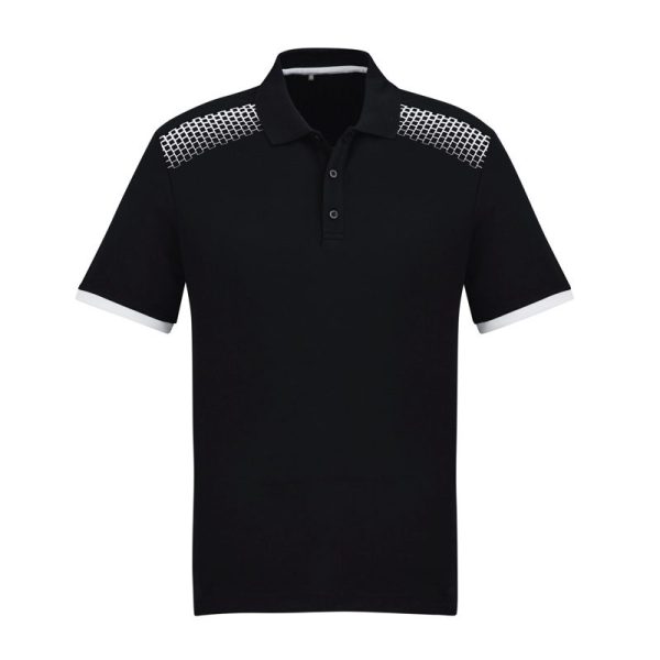 Biz Collection-P900MS-Galaxy-mens-Polo Shirt-short sleeve-black white-mps promotional gear-front view-custom embroidery area-printing