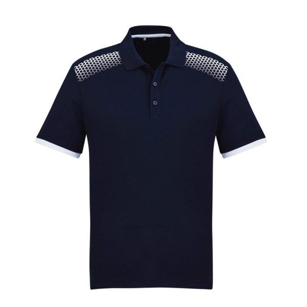 Biz Collection-P900MS-Galaxy-mens-Polo Shirt-short sleeve-navy white-mps promotional gear-front view-custom embroidery area-printing