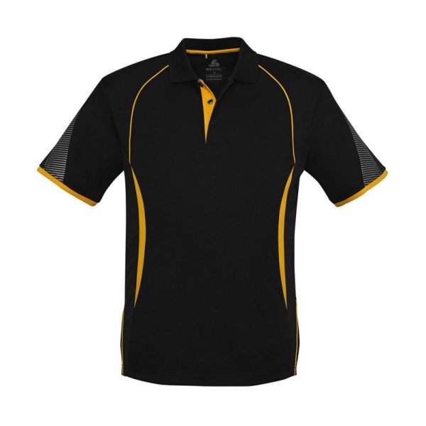 Biz Collection-P405MS-Mens SS Razor Polo Shirt-Black/Gold- mps promotional gear