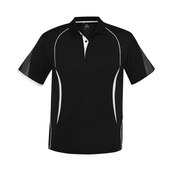 Biz Collection-P405MS-Mens SS Razor Polo Shirt-Black/white- mps promotional gear