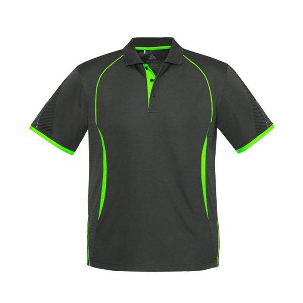 Biz Collection-P405MS-Mens SS Razor Polo Shirt-Grey/Fluro Lime- mps promotional gear