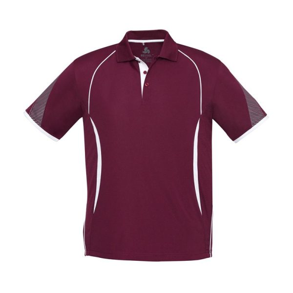Biz Collection-P405MS-Mens SS Razor Polo Shirt-Maroon/white- mps promotional gear