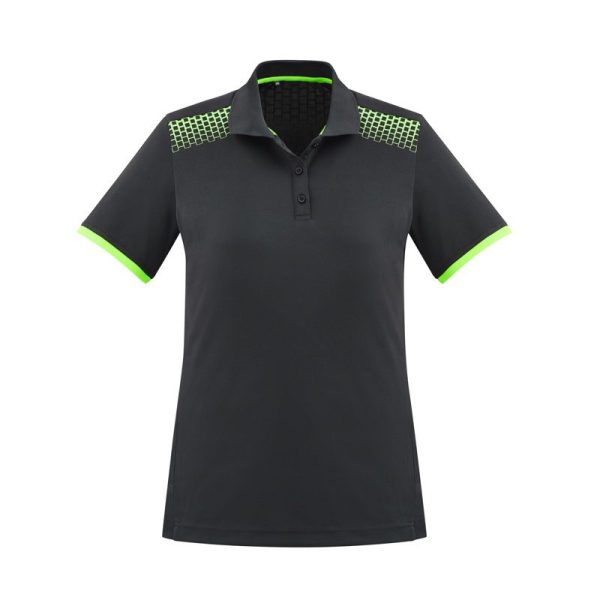 Biz Collection-P900LS-Galaxy-womens-Polo Shirt-short sleeve-grey fluro lime-mps promotional gear-front view-custom embroidery area-printing