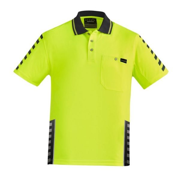 Mens HV Komodo SS Polo Yellow Charcoal Front