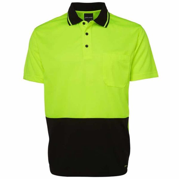 JB6HVNC HI Vis Non Cuff Traditional Polo Shirt Lime:Black