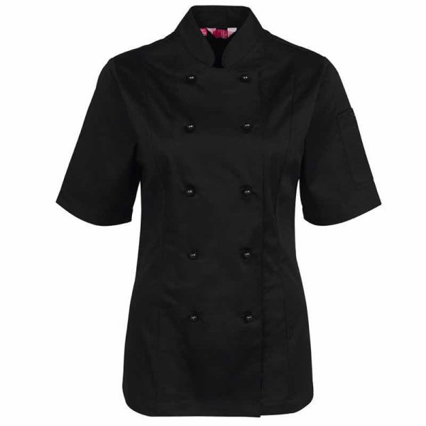 B's-5CJ21-Black-Ladies-Short Sleeve-Chef's Jacket