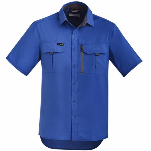 Syzmik ZW465 Mens Outdoor Short Sleeve Shirt Blue
