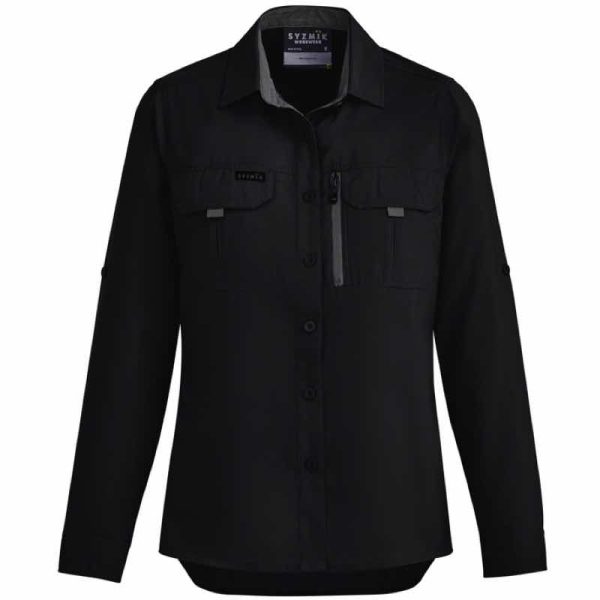 Syzmik ZW760 Womens Outdoor Long Sleeve Shirt Black