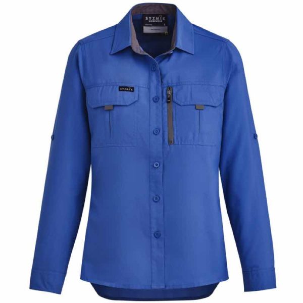 Syzmik ZW760 Womens Outdoor Long Sleeve Shirt Blue