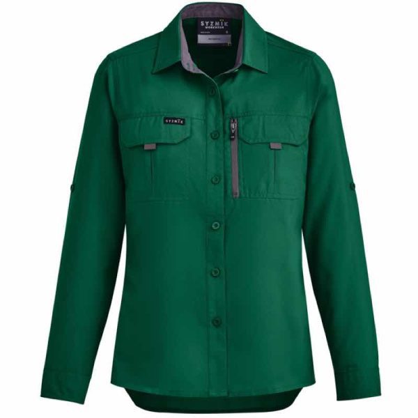 Syzmik ZW760 Womens Outdoor Long Sleeve Shirt Green