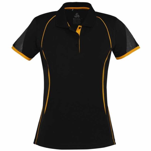 Womens Short Sleeve Razor Polo P405LS Black Gold