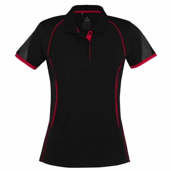 Womens Short Sleeve Razor Polo P405LS Black Red