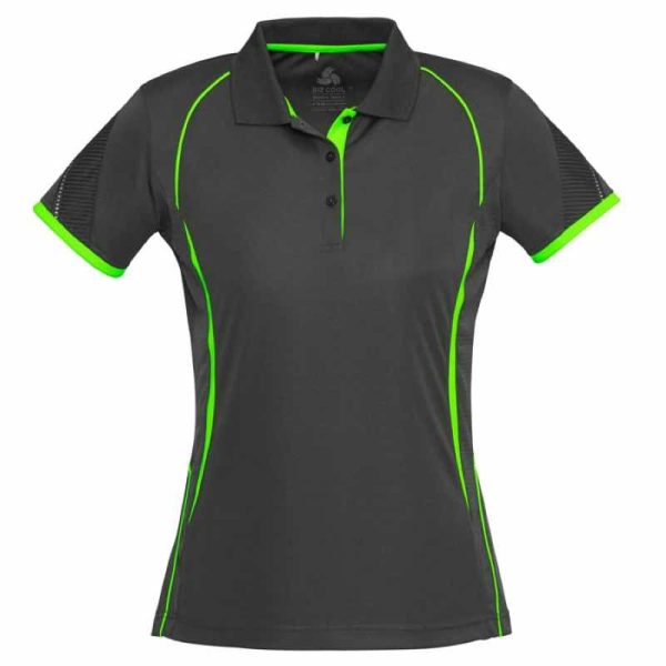 Womens Short Sleeve Razor Polo P405LS Grey Fl Lime