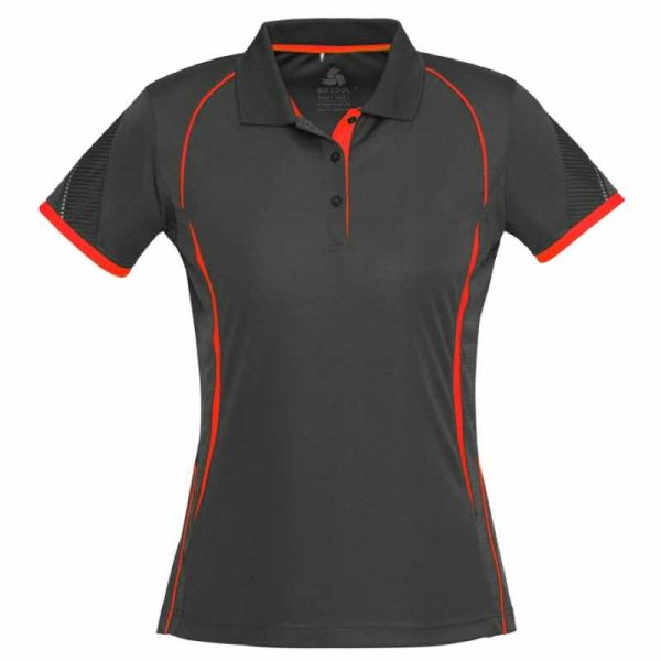 Womens Short Sleeve Razor Polo P405LS Grey Fl Orange