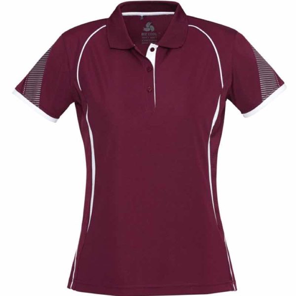 Womens Short Sleeve Razor Polo P405LS Maroon White