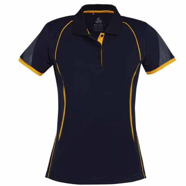 Womens Short Sleeve Razor Polo P405LS Navy Gold