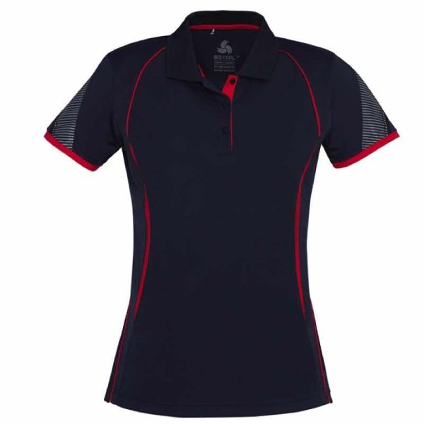 Womens Short Sleeve Razor Polo P405LS Navy Red