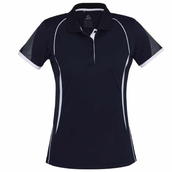 Womens Short Sleeve Razor Polo P405LS Navy White