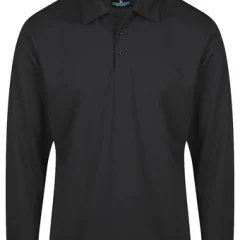 Aussie Pacific Mens Botany 1316 Long Sleeve Black Polo Size Small