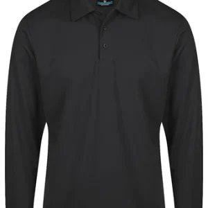 Aussie Pacific Mens Botany 1316 Long Sleeve Black Polo Size Small